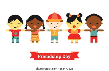 Flat vector illustration of Happy Friendship Day