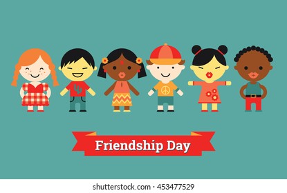 Flat vector illustration of Happy Friendship Day