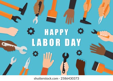 Flat vector illustration of Happy Labor Day
