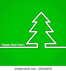 Flat Vector Illustration Happy New Year Xmas Tree gifts Balls Card for Design, Website, Background Banner. Merry Christmas Cartoon Funny Template