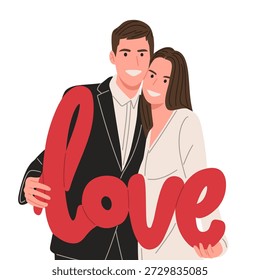 Ilustración vectorial plana de parejas románticas felices que expresan amor a través de abrazos, símbolos del corazón, flores y gestos cariñosos. Personajes de dibujos animados modernos que muestran romance, relaciones y conexión emocional. Ideal para diseños de San Valentín, temas de bodas, historias de amor, tarjetas de felicitación, redes sociales, carteles y gráficos de marketing.