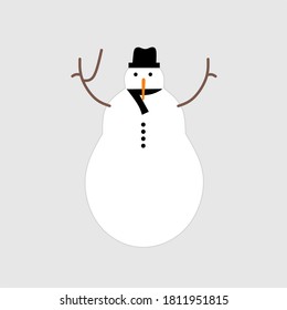 a flat vector illustration of a happy snowman. perfect for celebrating christmas