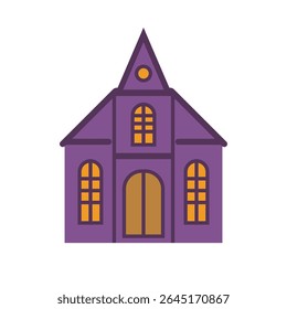 Flat vector illustration of a haunted house, perfect for Halloween-themed designs, posters, and party invitations. Editable and scalable.