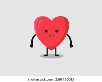 flat vector illustration of a heart with arms
