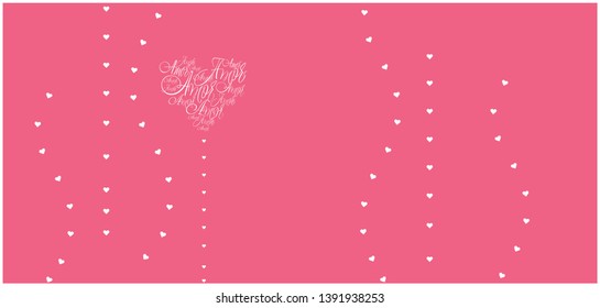 Flat vector illustration of heart from calligraphic "AMOR"- mean LOVE, written in Spanish, on pink background for Valentine`s Day cards, invitations, greetings, wedding design, posters, prints, web.