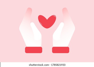 Flat vector illustration of heart care concept.