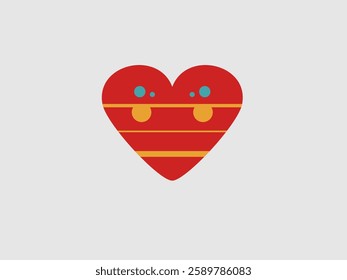 flat vector illustration of a heart with a whimsical