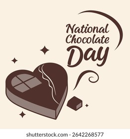 Flat vector illustration of a heart-shaped chocolate wrapped in ribbon, representing National Chocolate Day in a romantic theme.