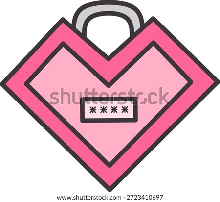 Flat vector illustration of a heart-shaped padlock symbolizing love, security, trust, and privacy. Romantic lock icon suitable for Valentine’s Day designs, relationships, dating apps, cybersecurity metaphors, and emotional protection concepts. Isolated on transparent background, clean modern flat style.