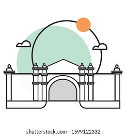 Flat vector illustration of a historic building in the city of Yogyakarta, Plengkung Gading. Simple icon design cartoon for vacation travel tourist attractions Plengkung Gading landmark.