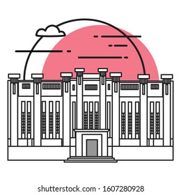 Flat vector illustration of a historic building in the city of central java, Simple outline icon design cartoon landmark for vacation travel tourist attractions. The Heritage Palace, Kartasura.