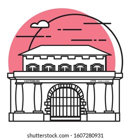 Flat vector illustration of a historic building in the city of central java, Simple outline icon design cartoon landmark for vacation travel tourist attractions. Vastenberg Fortress, Solo Surakarta.