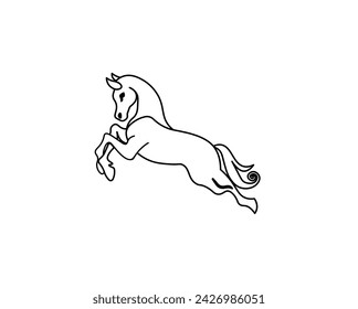 Flat vector illustration of a horse in a jump as a logo