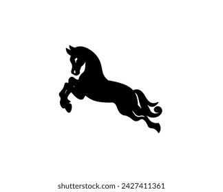 Flat vector illustration of a horse in a jump as a logo	