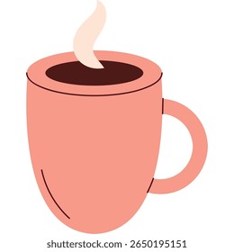 Ilustração de vetor plano de uma xícara de café quente com aumento de vapor
