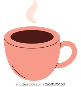 Ilustração de vetor plano de uma xícara de café quente com aumento de vapor