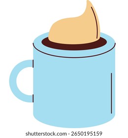 Ilustração de vetor plano de uma xícara de café quente com aumento de vapor