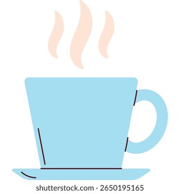 Ilustração de vetor plano de uma xícara de café quente com aumento de vapor