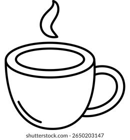 Ilustração de vetor plano de uma xícara de café quente com aumento de vapor