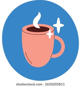 Ilustração de vetor plano de uma xícara de café quente com aumento de vapor