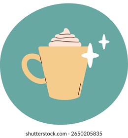 Ilustração de vetor plano de uma xícara de café quente com aumento de vapor
