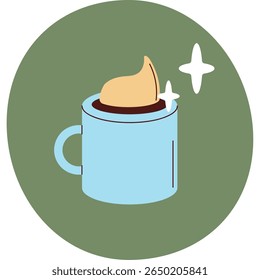 Ilustração de vetor plano de uma xícara de café quente com aumento de vapor