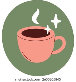 Ilustração de vetor plano de uma xícara de café quente com aumento de vapor
