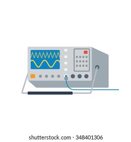 Flat vector illustration icon of oscilloscope oscillograph laboratory electric measurement experiment equipment utility