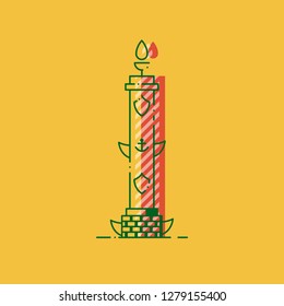 Flat Vector Illustration. Icon: Rostral column of St. Petersburg