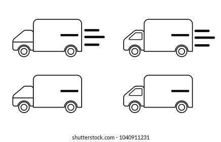 Flat vector illustration icons for business site and for logistics fast express truck
