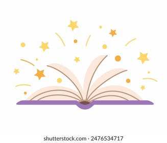 Flat vector illustration. Image of an open book isolated on a white background.