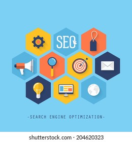 Flat vector illustration infographics of website SEO optimization