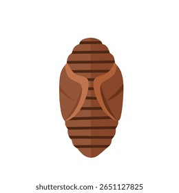 Ilustração de vetor plano de um estágio de pupa de inseto. Representa a fase de transformação no processo de metamorfose. Útil para biologia ou materiais educacionais