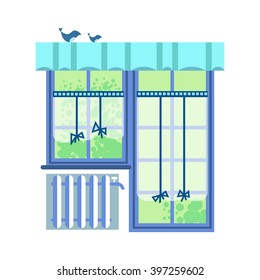Flat vector illustration interior element window. Interior design window white background. High quality detailed interior design.