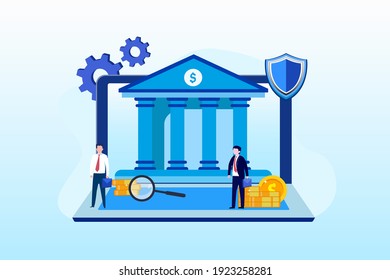Flat vector illustration Internet banking, landing page website illustration vector template