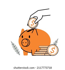 Flat vector illustration of investment income. The metaphor of financial income. Investor's strategy, concept of financing. The concept of a dividend portfolio.