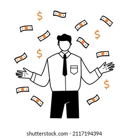 Ilustración vectorial plana de los rendimientos de las inversiones. Libertad financiera. Ingresos financieros pasivos. Estrategia del inversor, concepto de financiamiento. El concepto de cartera de dividendos.