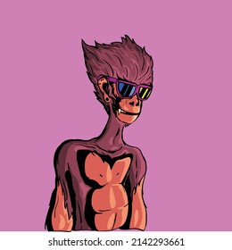 Flat vector illustration isolated , ape character set with attribute