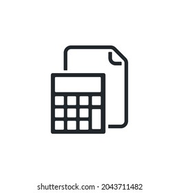 flat vector illustration isolated on white background, document and calculator icon, financial report