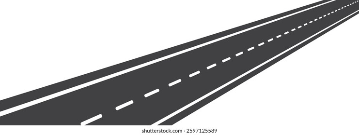 Flat vector illustration isolated on white background of wavy road with winding curves and horizontal path. Top view of race track and highway. EPS 10.
