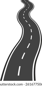 Flat vector illustration isolated on white background of wavy road with winding curves and horizontal path. Top view of race track and highway.