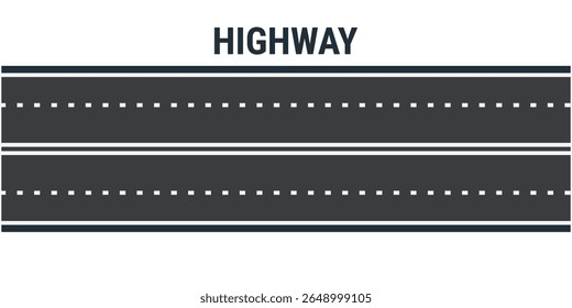 Flat vector illustration isolated on white background of wavy road with winding curves and horizontal path. Top view of race track and highway.