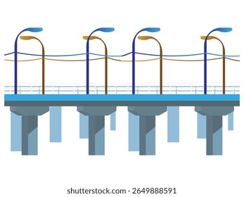 Flat vector illustration isolated on white background of wavy road with winding curves and horizontal path. Top view of race track and highway.