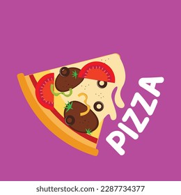 Flat vector illustration of italian pizza