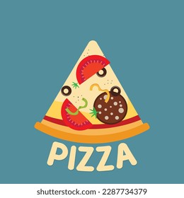 Flat vector illustration of italian pizza