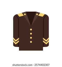 Flat vector illustration of a jacket representing a military uniform, isolated on white background