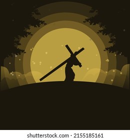 Flat Vector Illustration Jesus Carrying Cross Stock Vector (Royalty ...