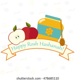 Flat vector illustration for Jewish New Year holiday Rosh Hashanah, Shana Tova.