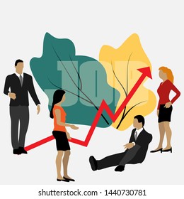 Flat vector illustration, job search, recruitment, workgroup, freelance, web graphic design
