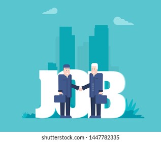 Flat vector illustration, job search, recruitment, workgroup, freelance, web graphic design